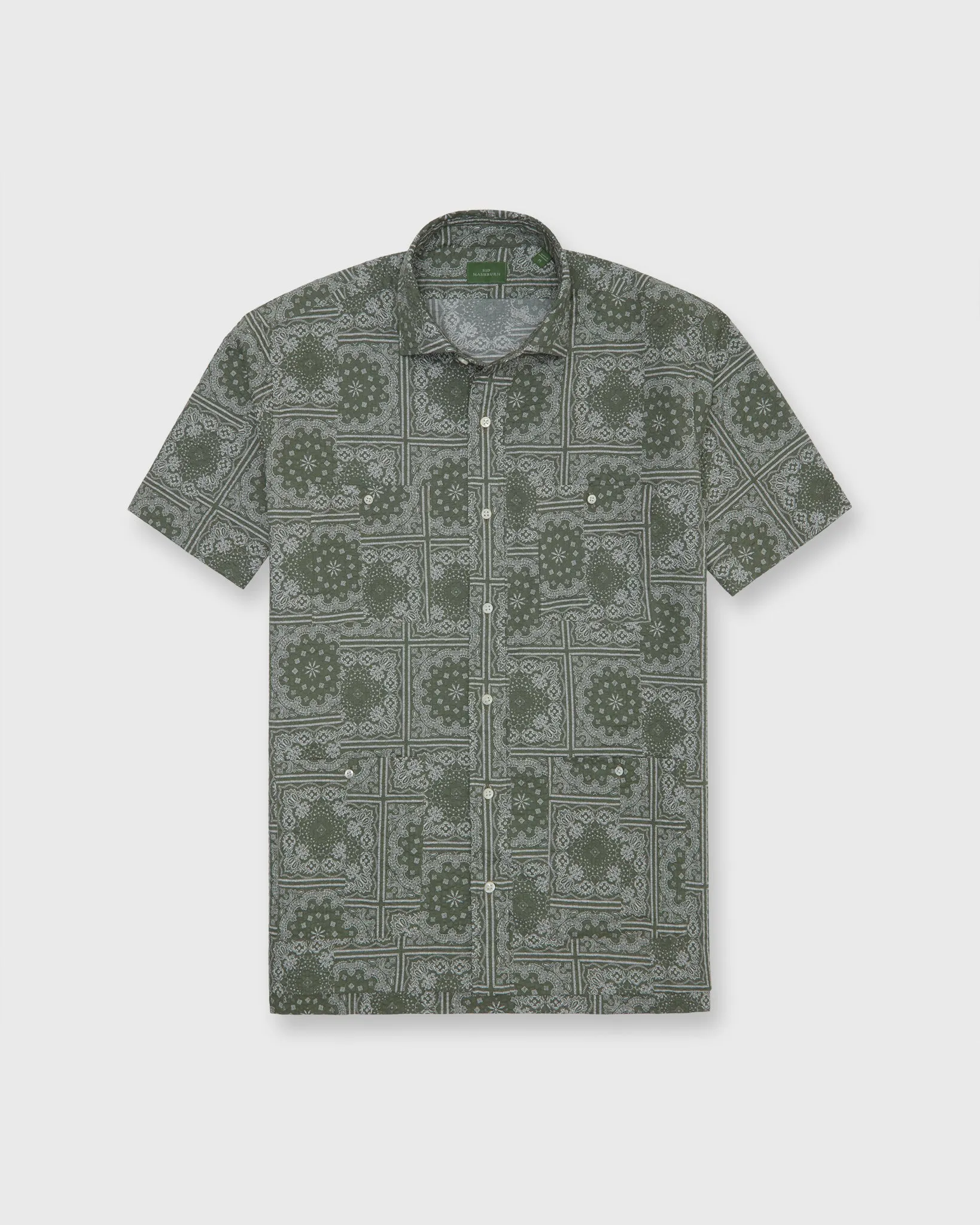 Marquez Shirt in Spring Olive Paisley Seersucker