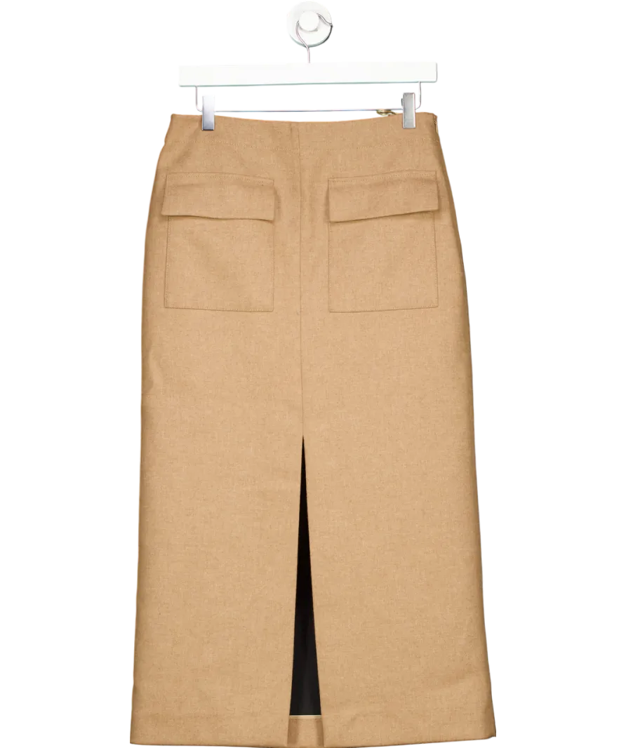 Massimo Dutti Beige Wool Blend Long Skirt UK 12