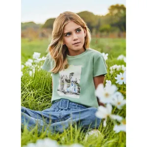 Mayoral Older Girls Cut Out Back T-Shirt 6008 Mint