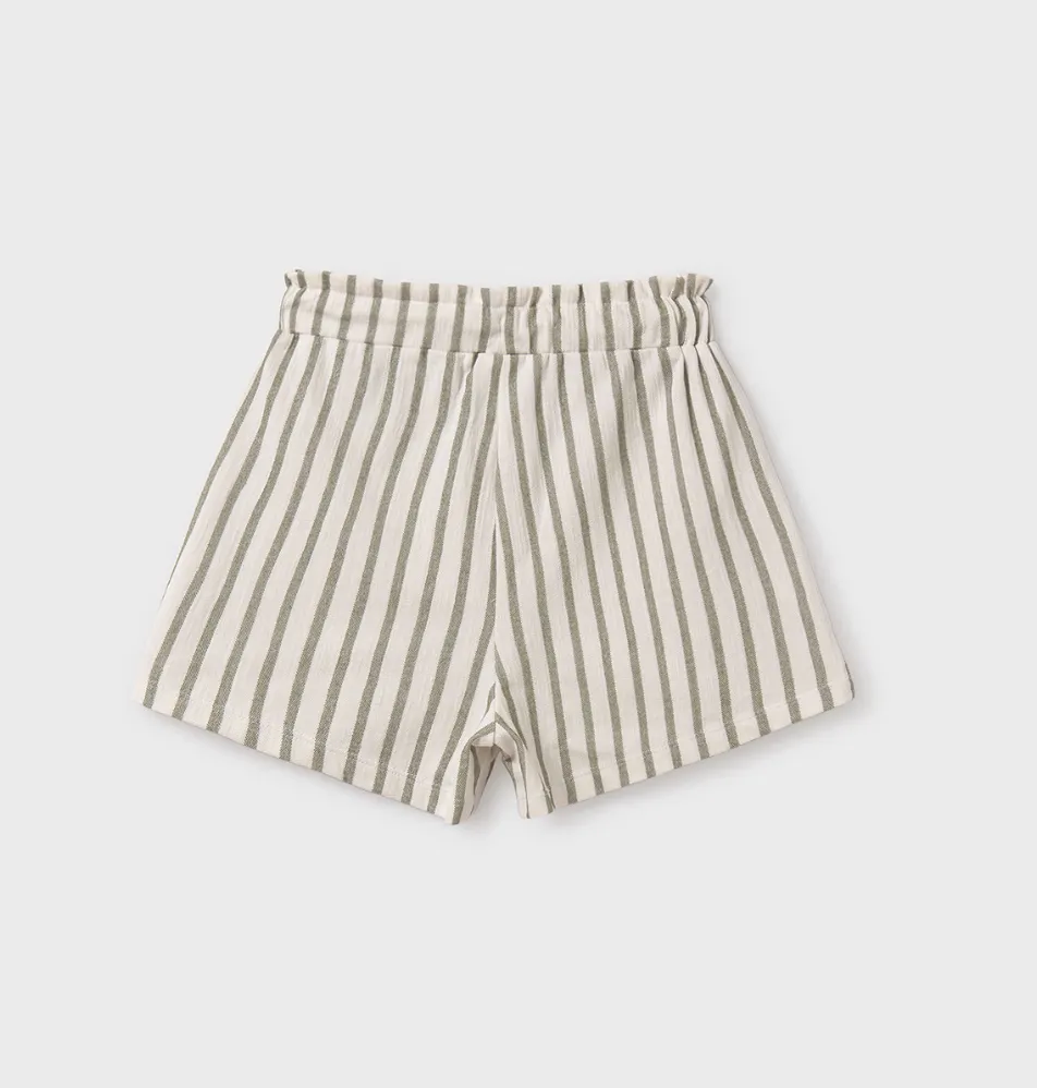 Mayoral Tween Moss Stripe Linen Shorts