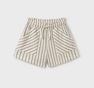 Mayoral Tween Moss Stripe Linen Shorts