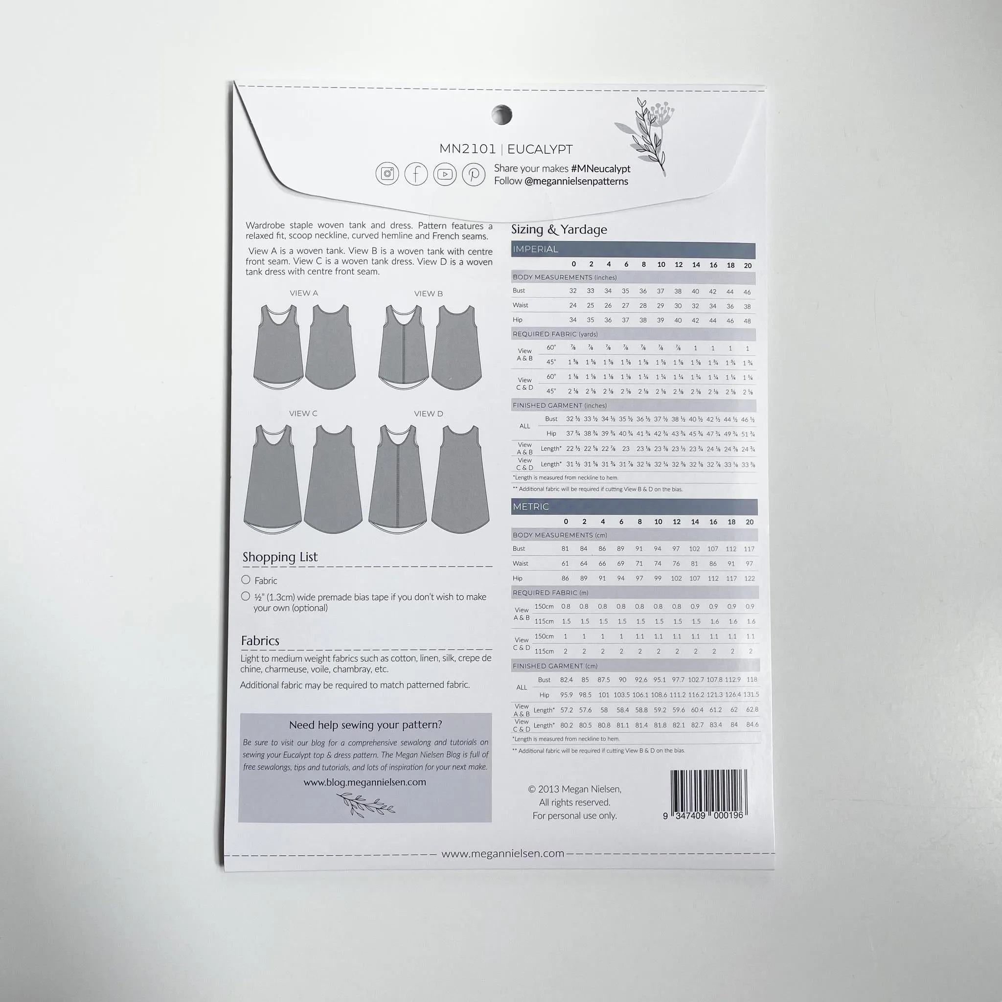 Megan Nielsen Patterns : Eucalypt Top & Dress