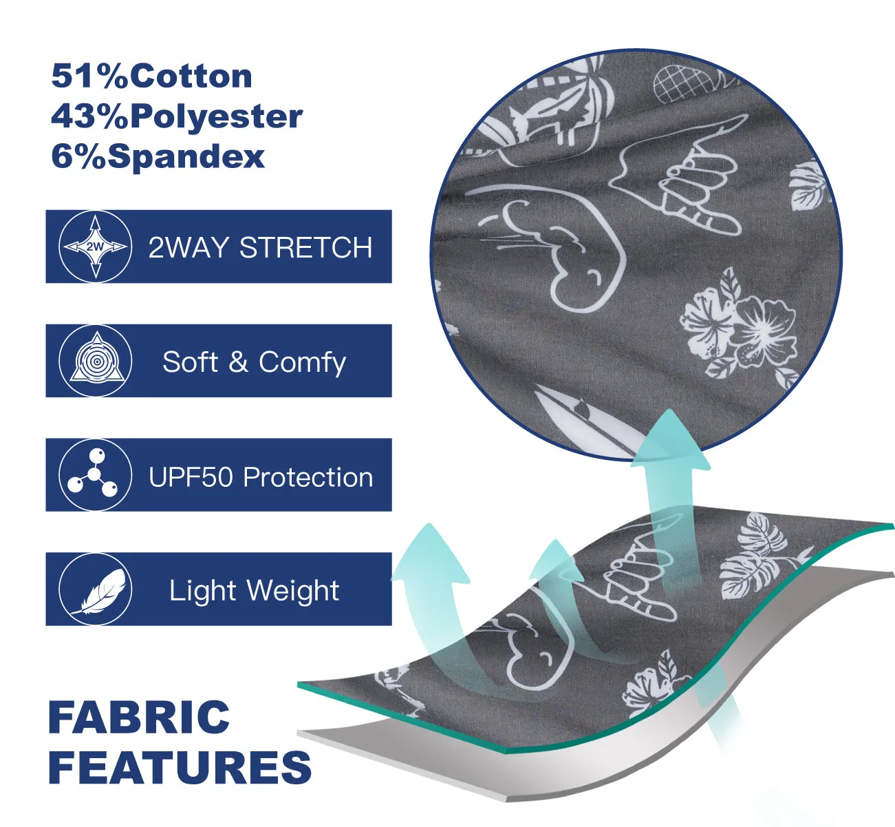 Men's 9" Fashion Stretch BoardShorts With Soft Fabric