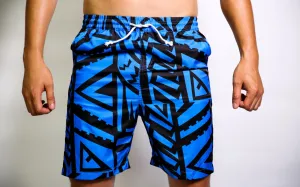 MENS BLUE ELEI PRINT BOARD SHORTS