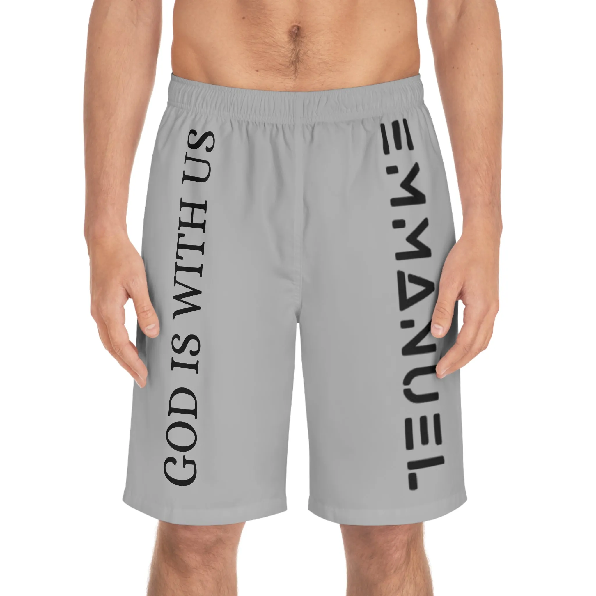 Men's Board Shorts - 'God Is With Us' Graphic Swimwear