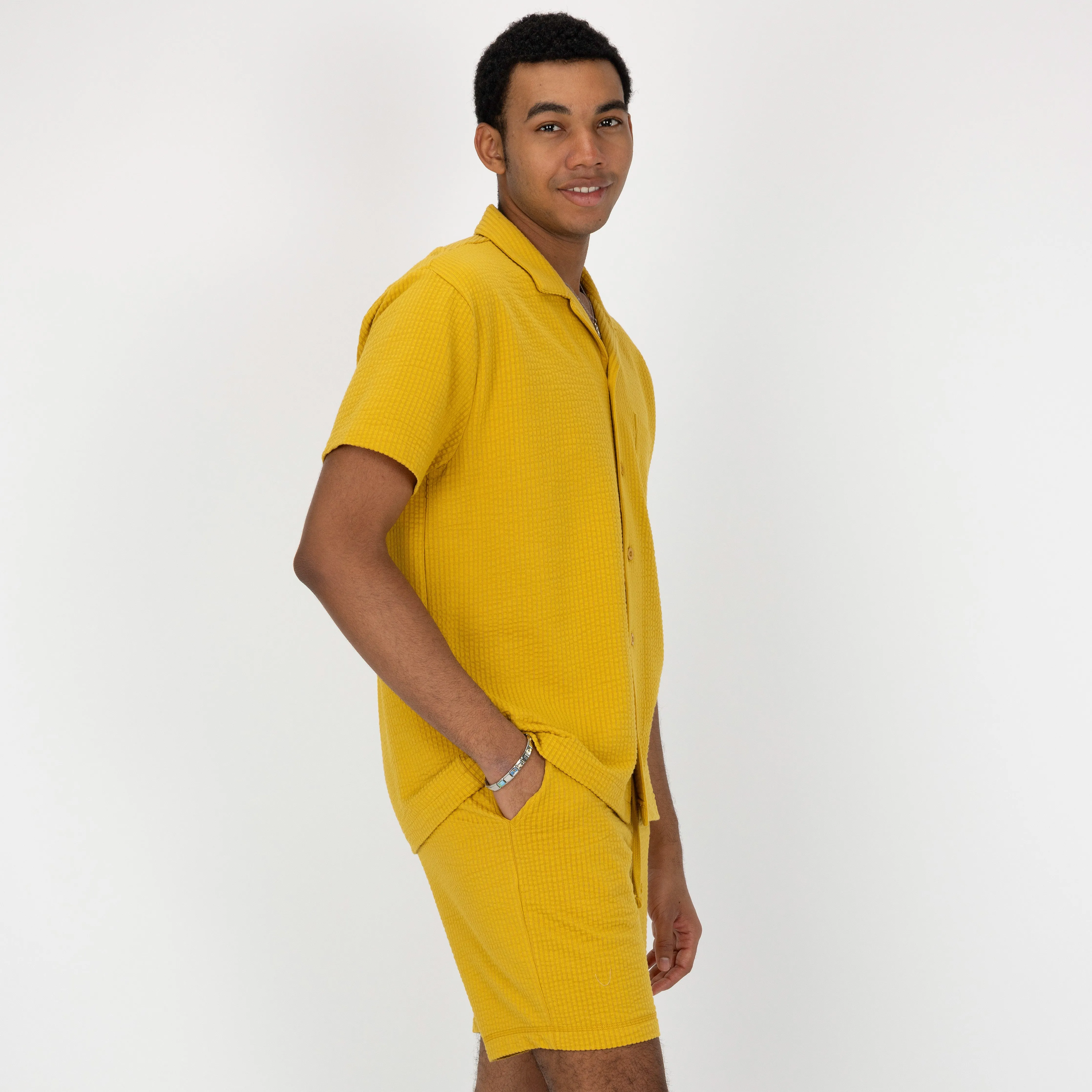 Mens Cool Knit Seersucker Shorts - Tawny Olive