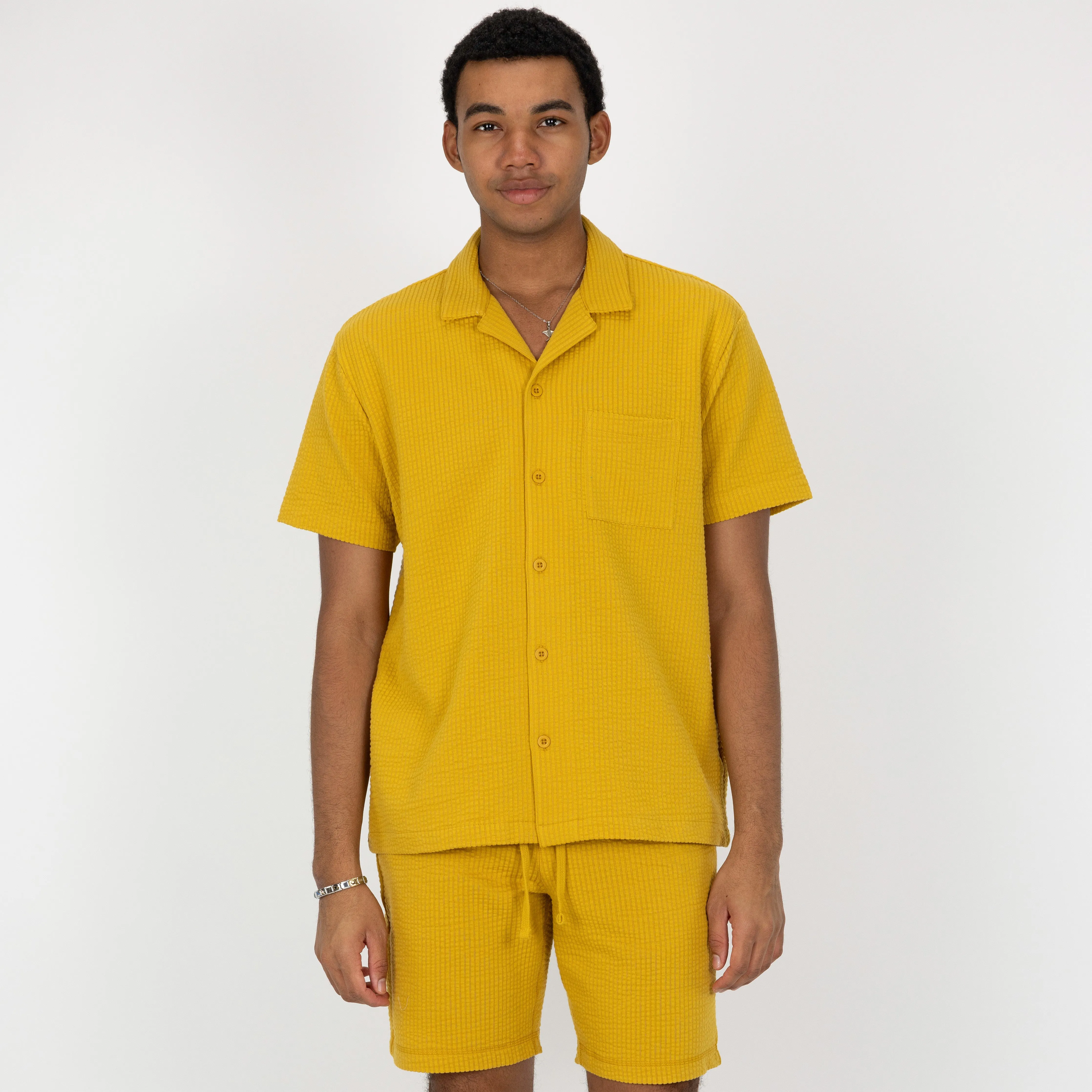 Mens Cool Knit Seersucker Shorts - Tawny Olive