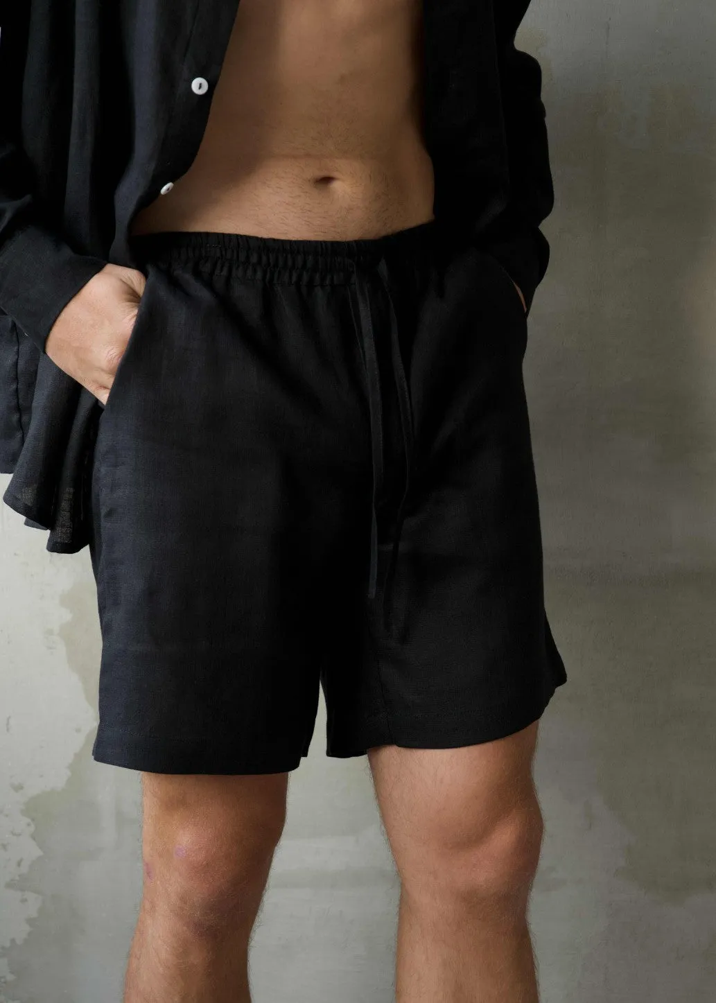 Men's Linen Shorts - Black