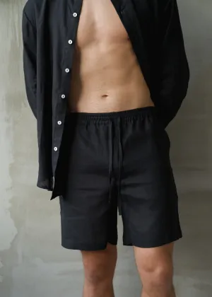 Men's Linen Shorts - Black