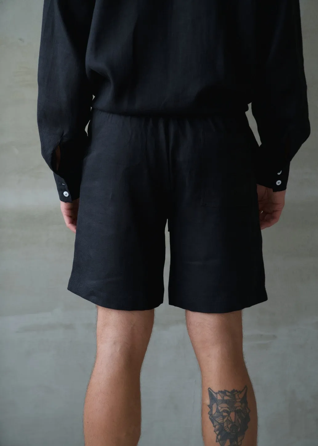 Men's Linen Shorts - Black