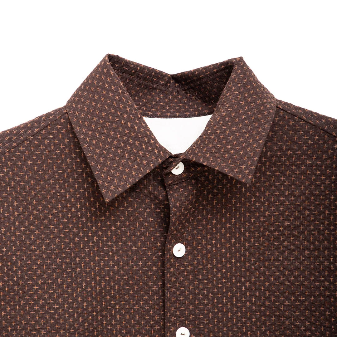 Merely Sashiko Printed Oversized Short Sleeve Shirts