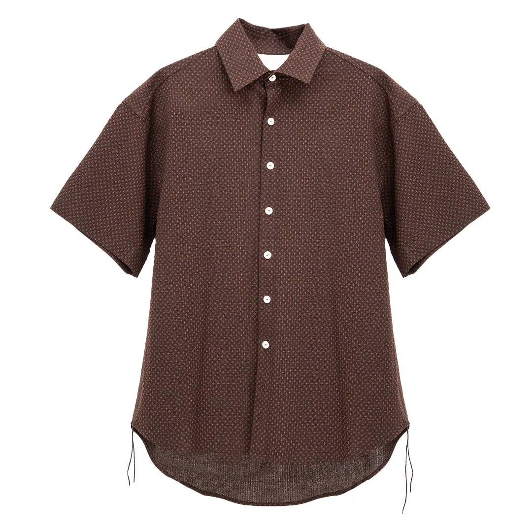 Merely Sashiko Printed Oversized Short Sleeve Shirts