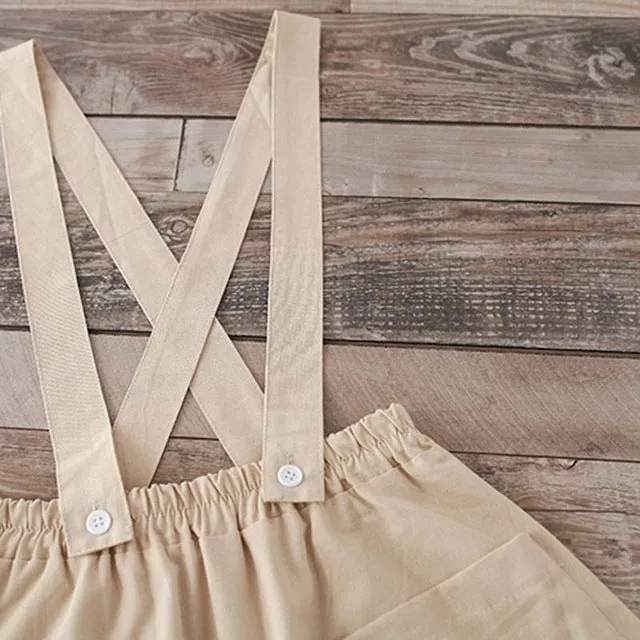 Mferlier Summer Womens Skirts Elastic Waist Removable Strap Two Front Pocket Cotton Linen Artsy Female Casual Skirts