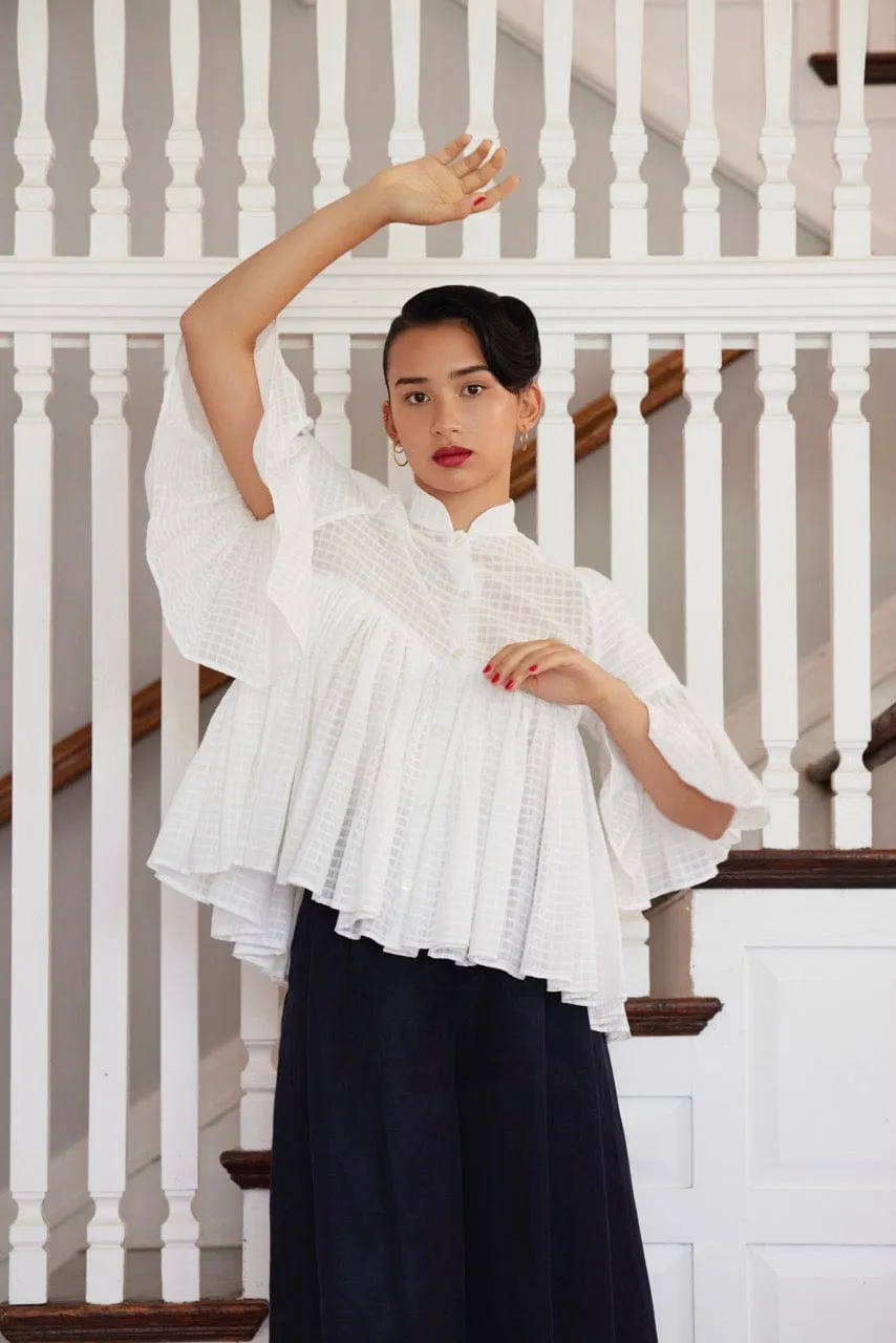 Michelle Blouse in Sheer Cotton Windowpane