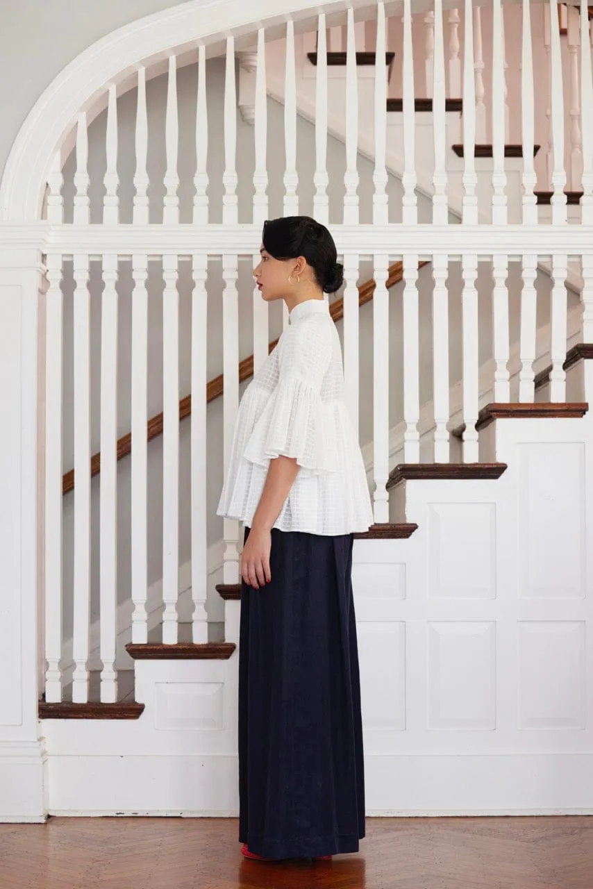 Michelle Blouse in Sheer Cotton Windowpane