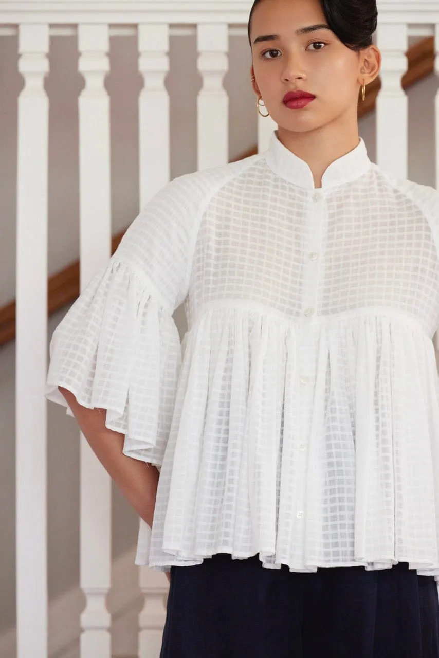 Michelle Blouse in Sheer Cotton Windowpane