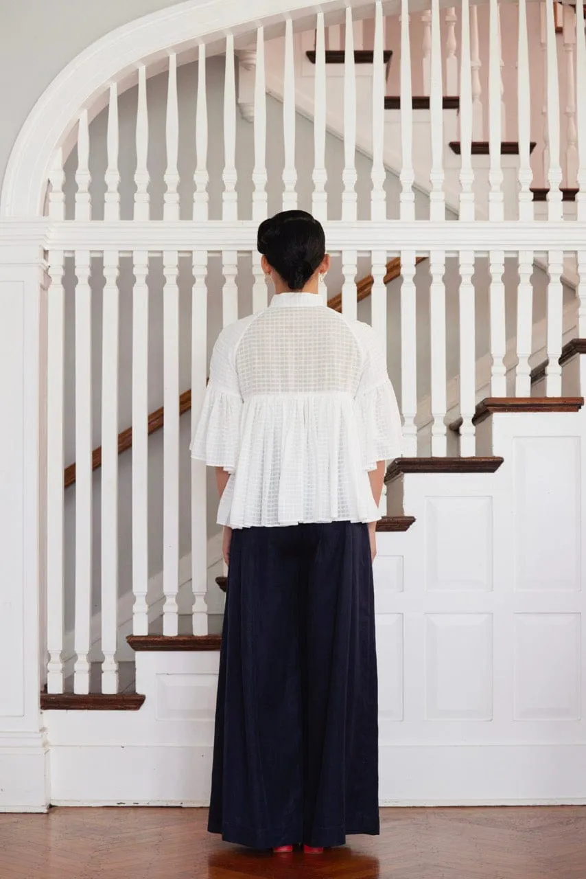 Michelle Blouse in Sheer Cotton Windowpane