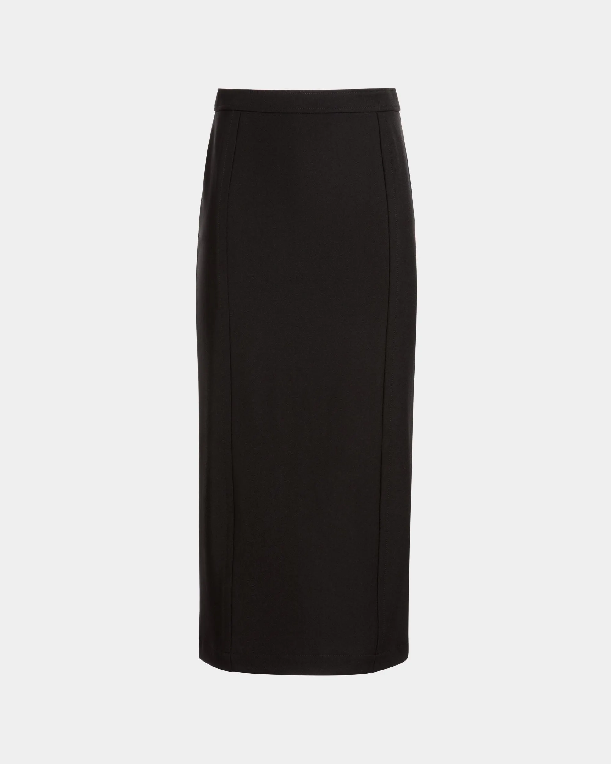 Midi Skirt in Black Nylon Gabardine