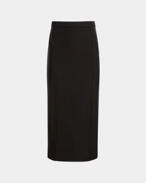 Midi Skirt in Black Nylon Gabardine