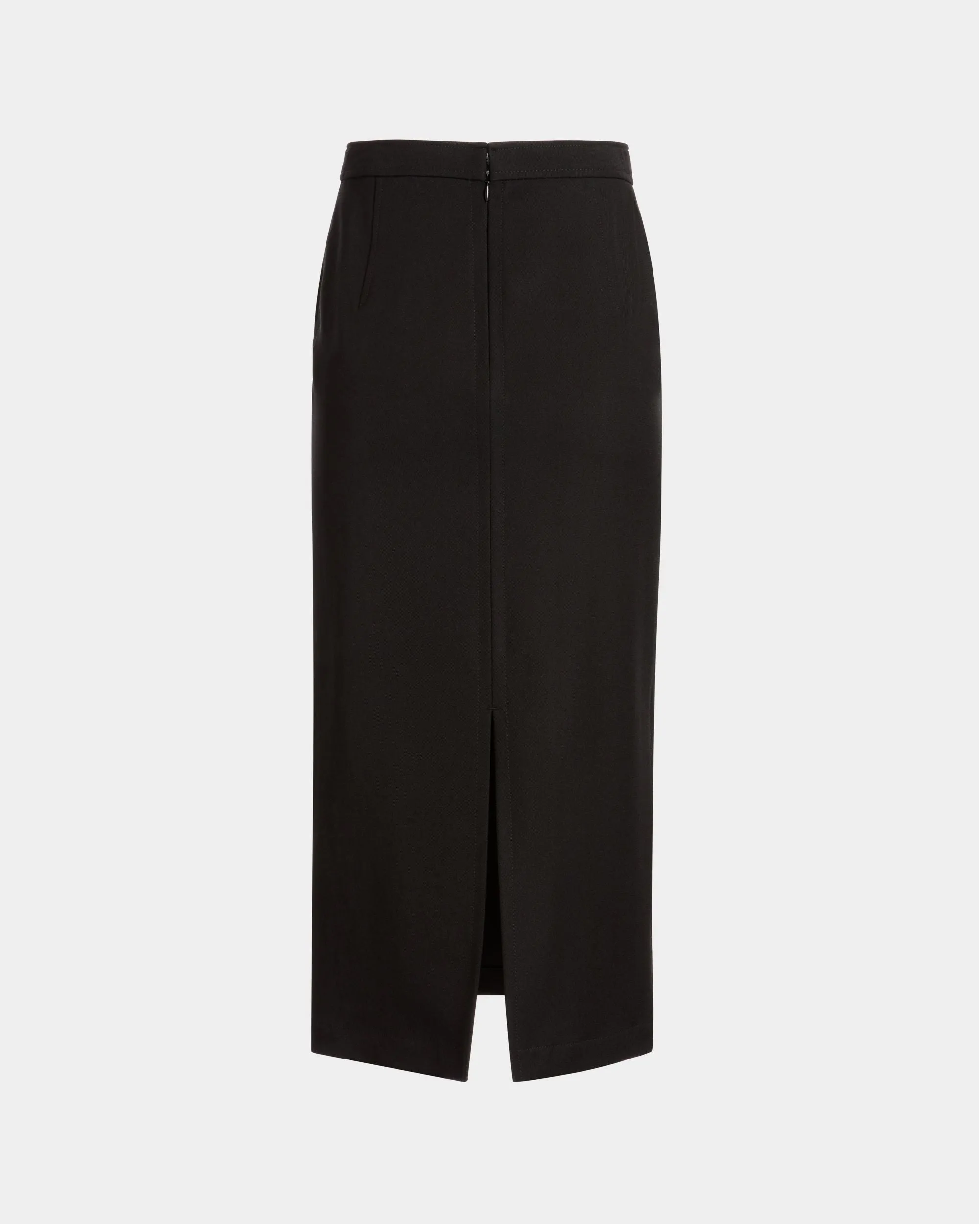 Midi Skirt in Black Nylon Gabardine