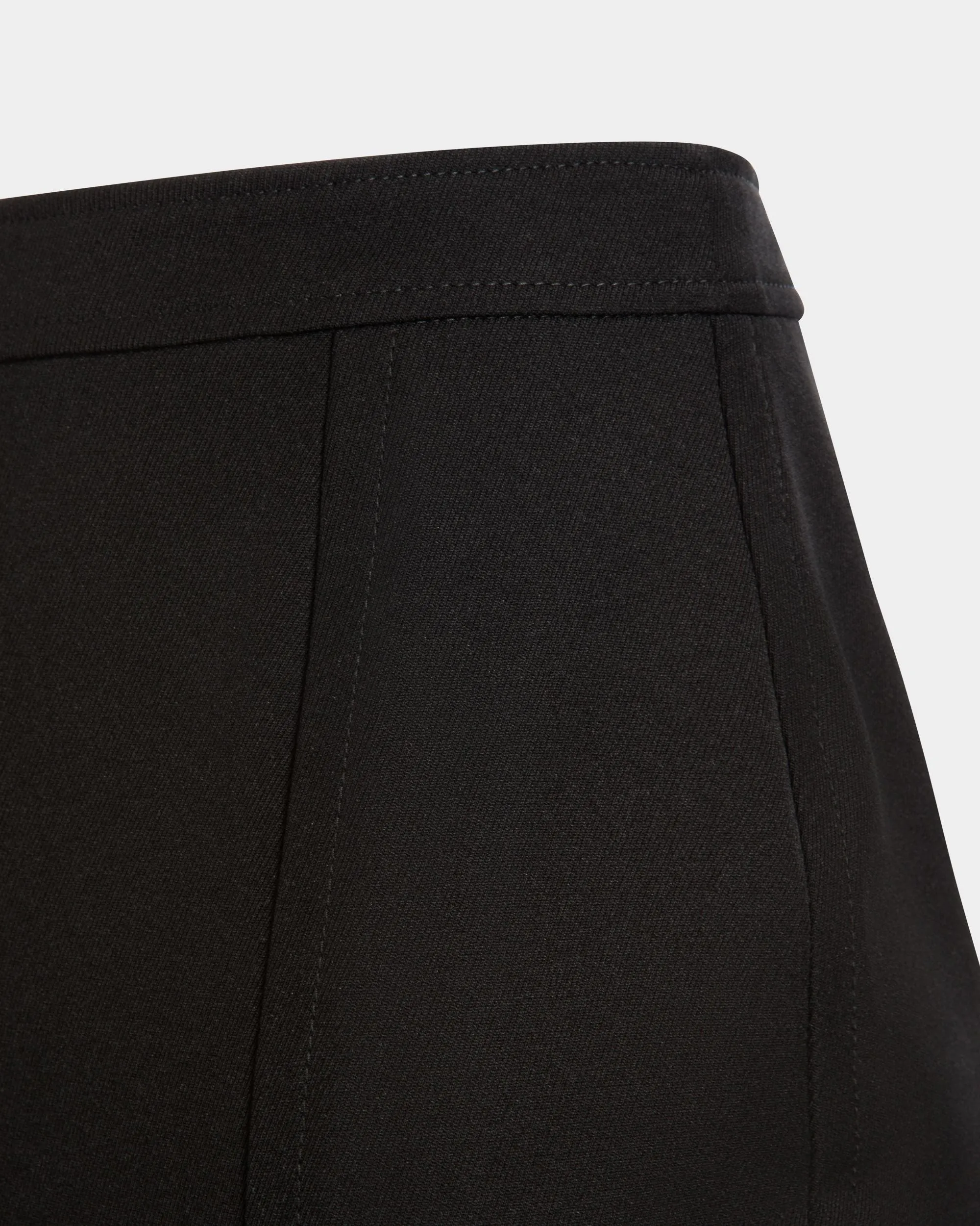 Midi Skirt in Black Nylon Gabardine