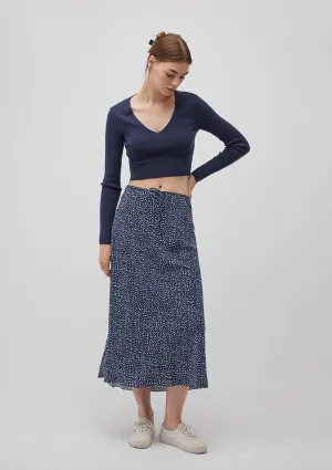 Mini Flower Printed Navy Skirt