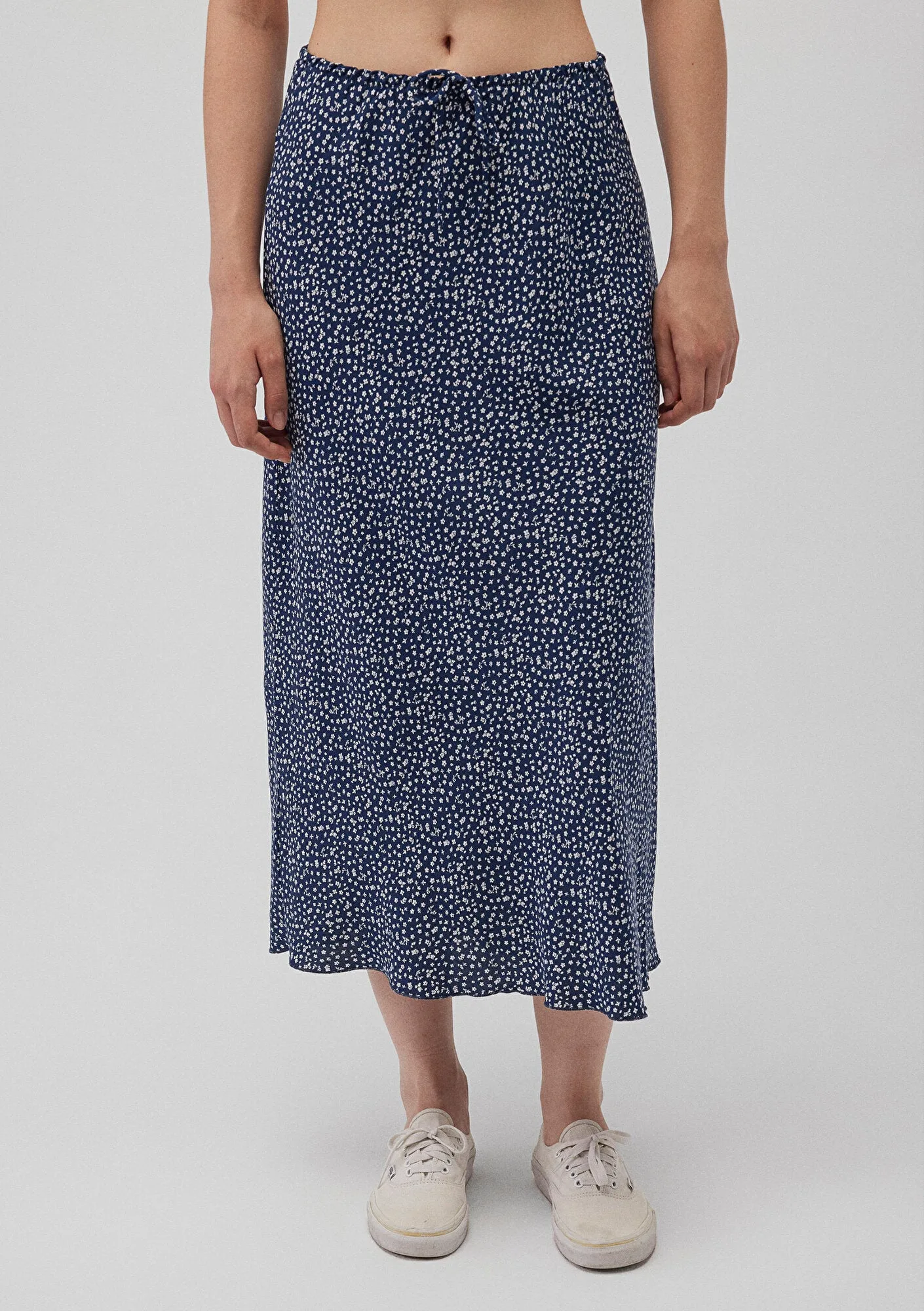 Mini Flower Printed Navy Skirt