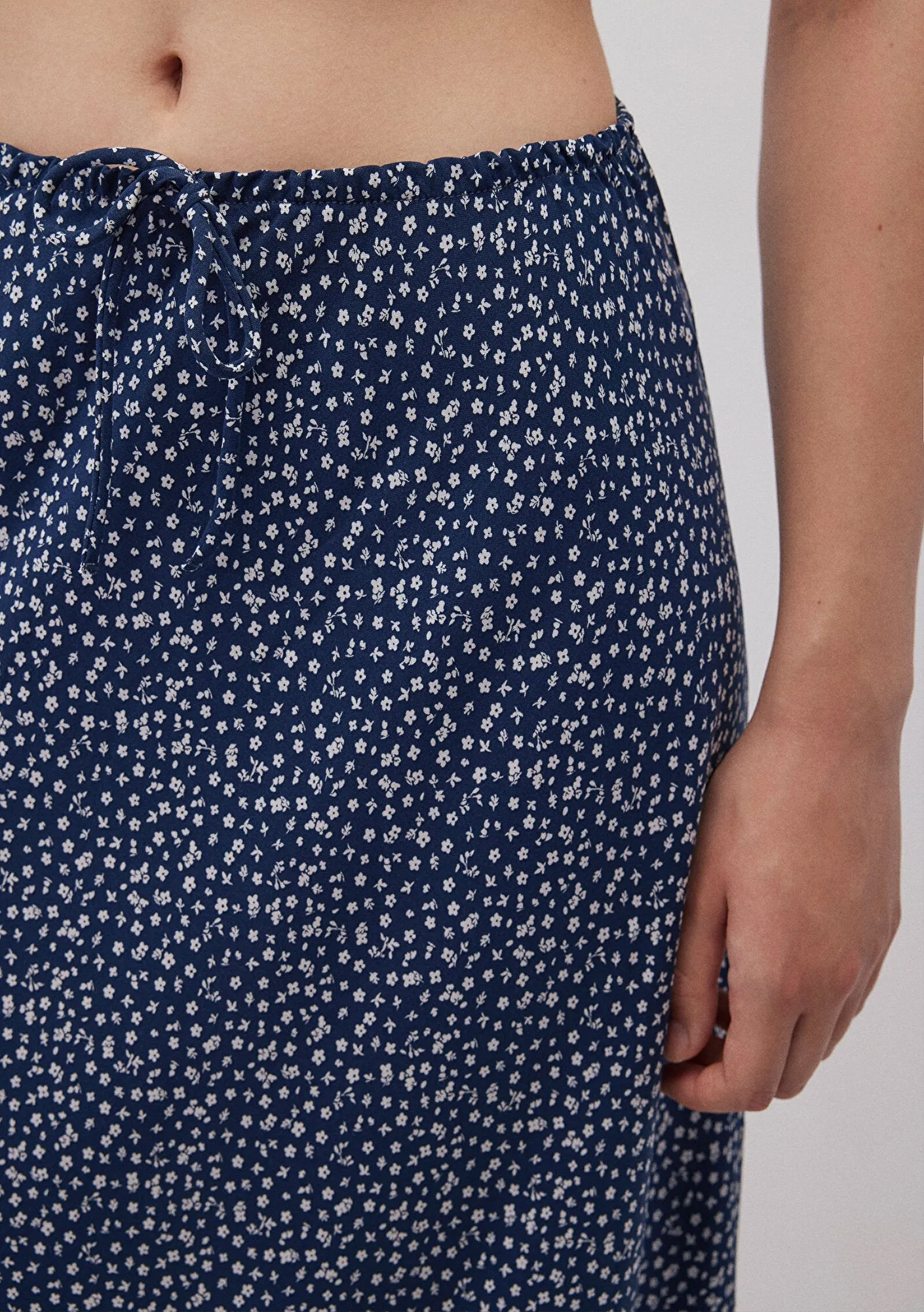 Mini Flower Printed Navy Skirt