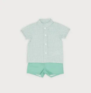 Mint Check Shirt and Shorts