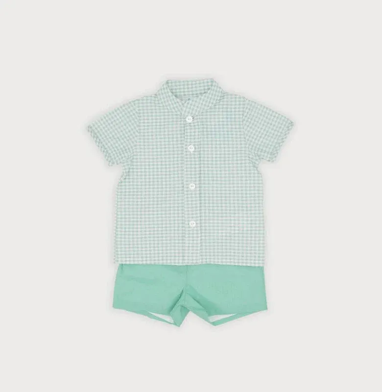 Mint Check Shirt and Shorts