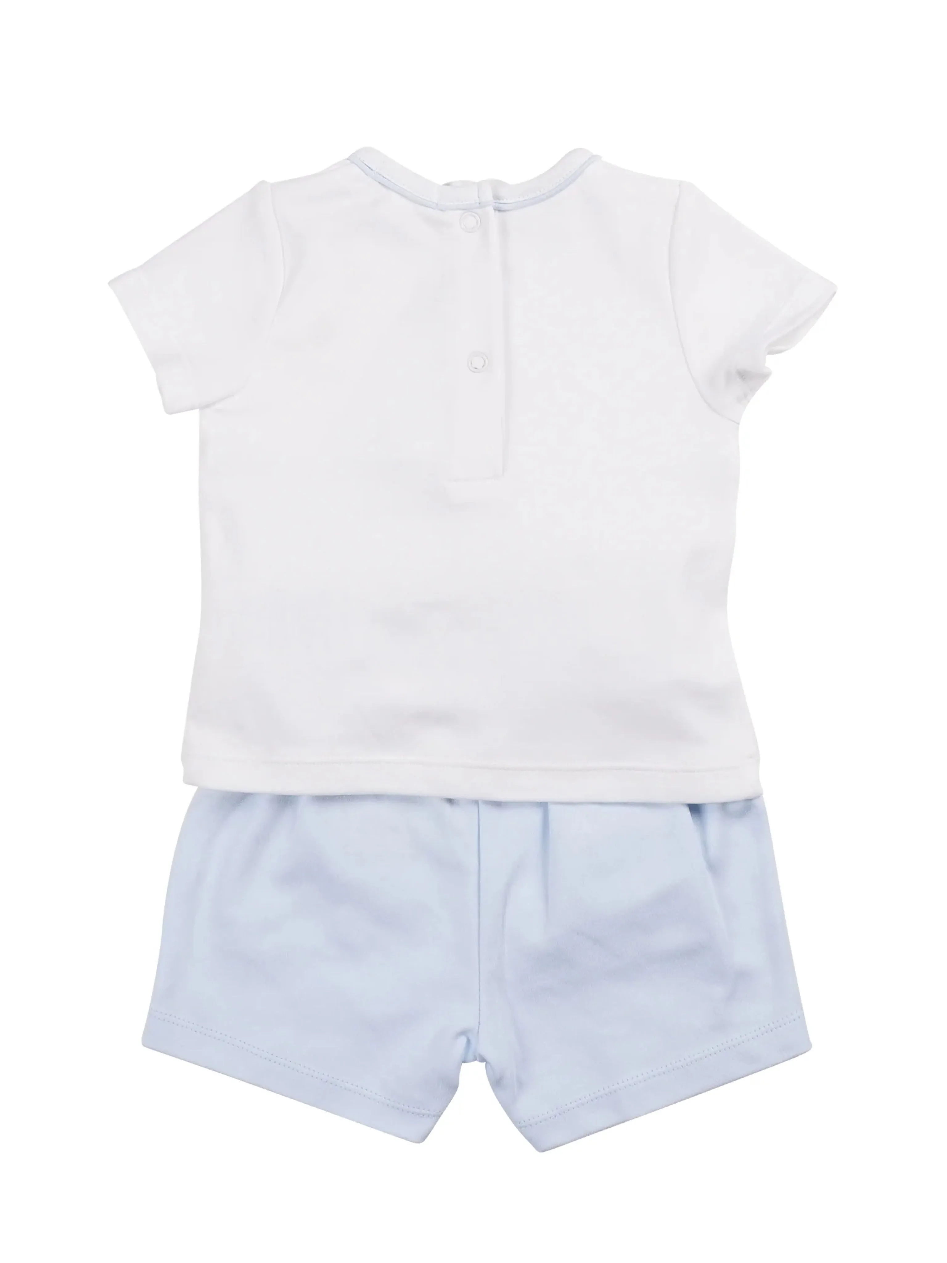 Mintini Baby Blue & White Smocked Short Set