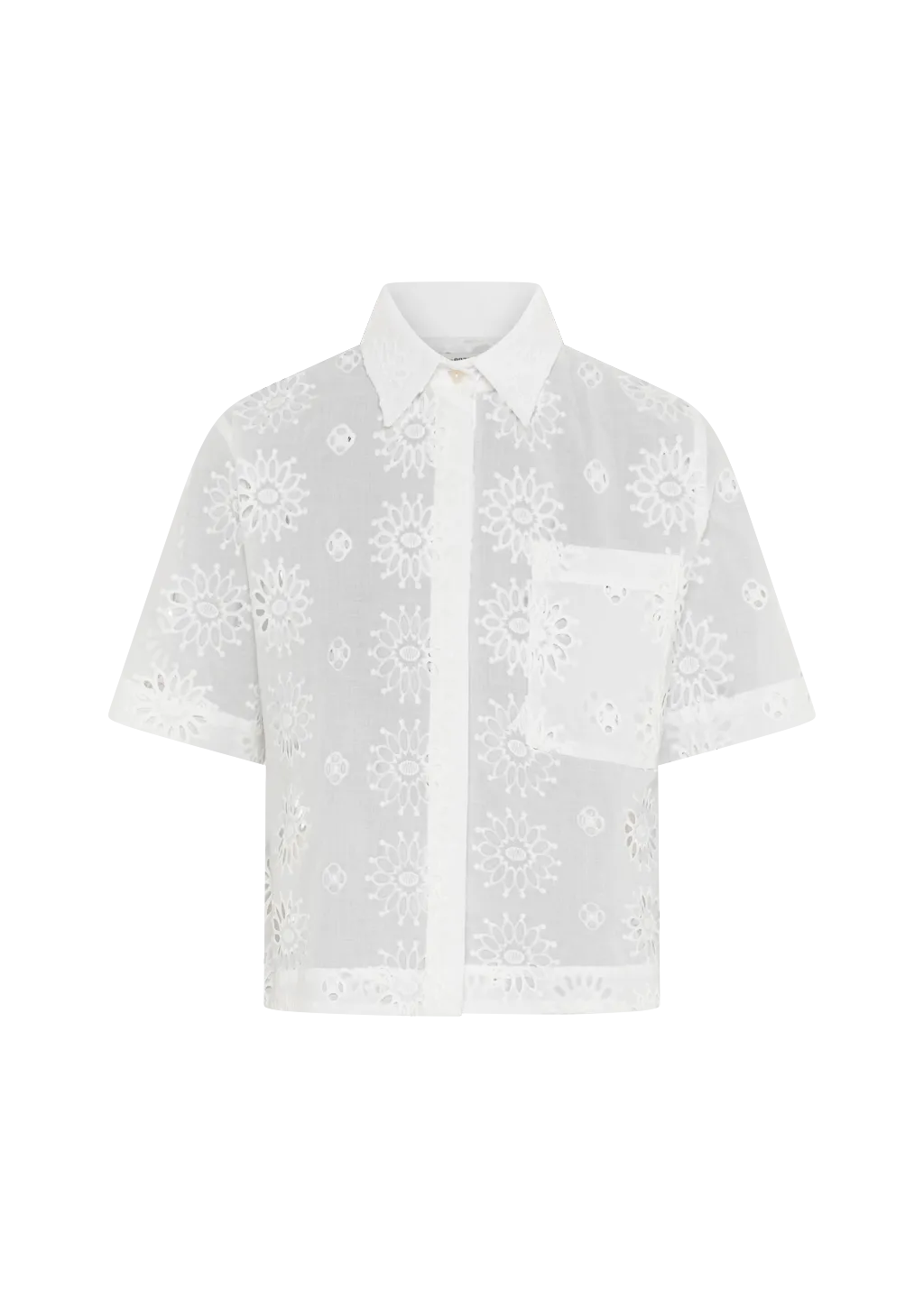 MIRANDA WHITE FLORAL EYELET COTTON SHIRT