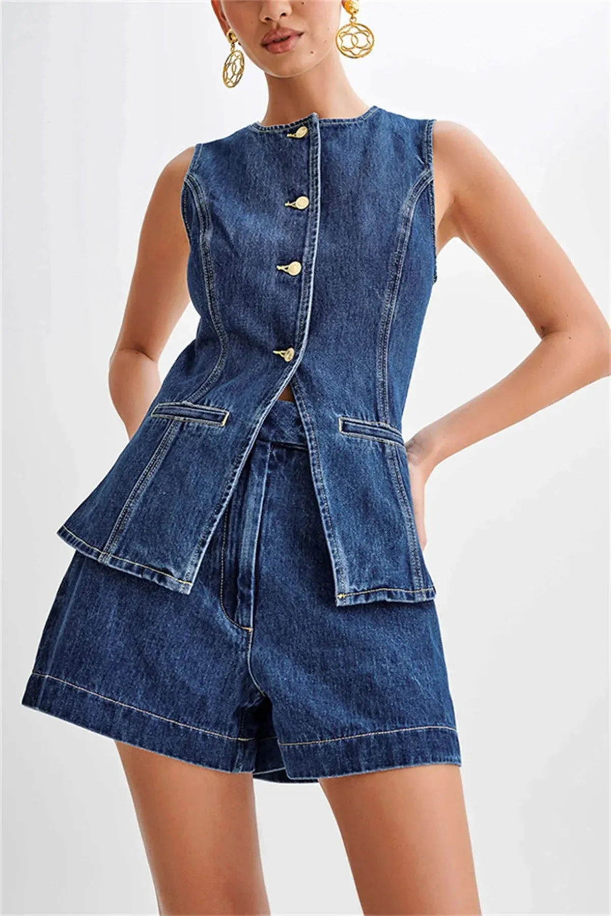 Mireille | Casual Denim Shorts Set
