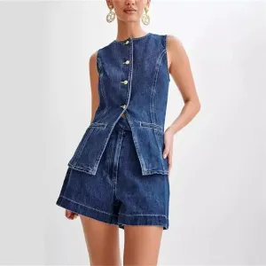 Mireille | Casual Denim Shorts Set
