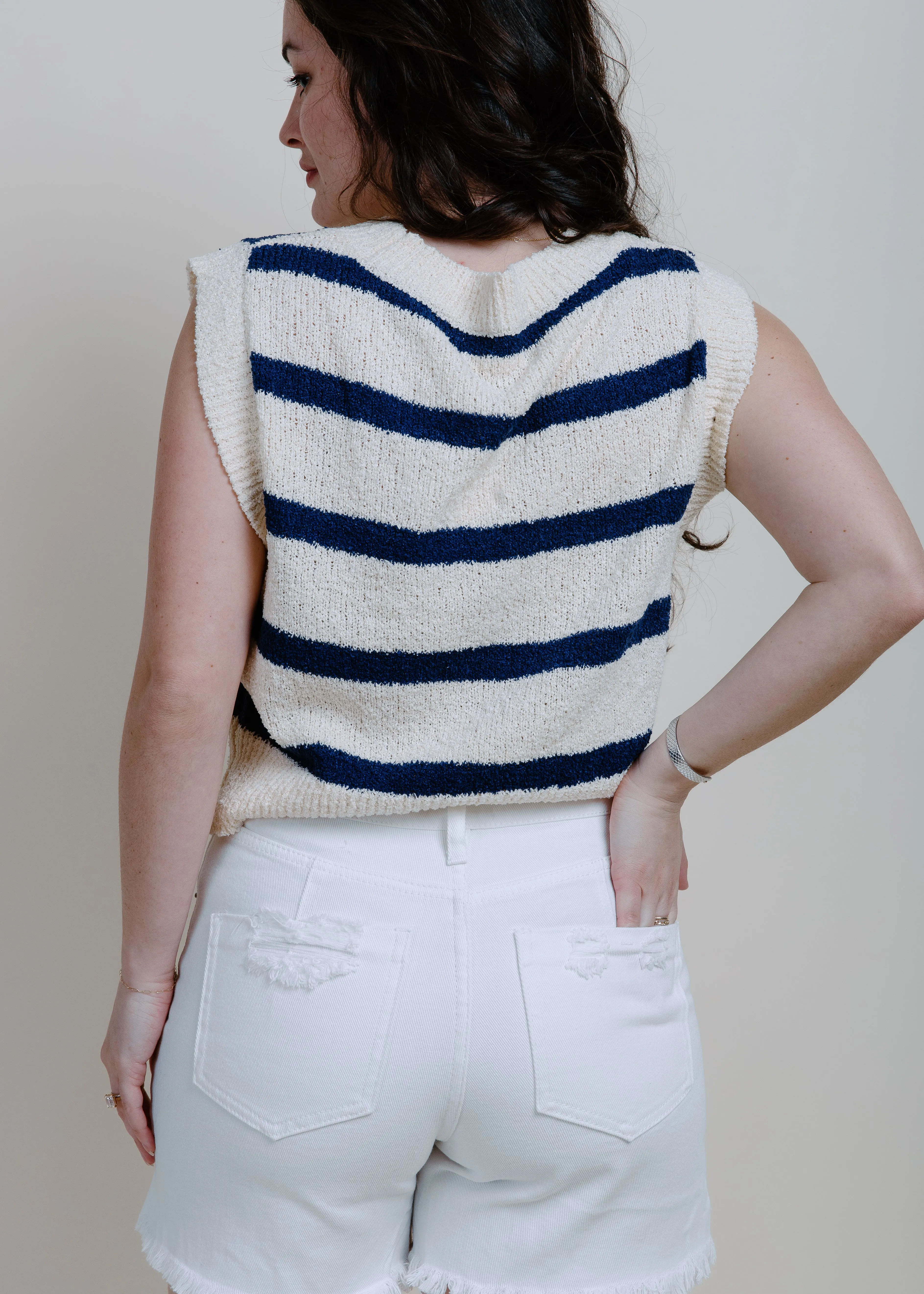 Miriam Mid Length Denim Shorts - Ivory