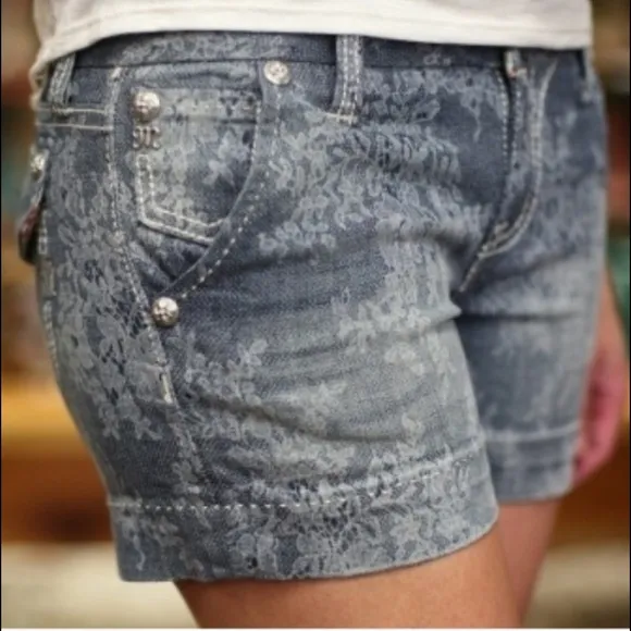 Miss Me Indigo Lace trouser style shorts NWT