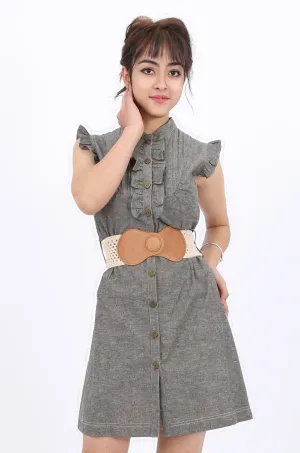 MISS PINKI Ariana linen shirt dress with belt