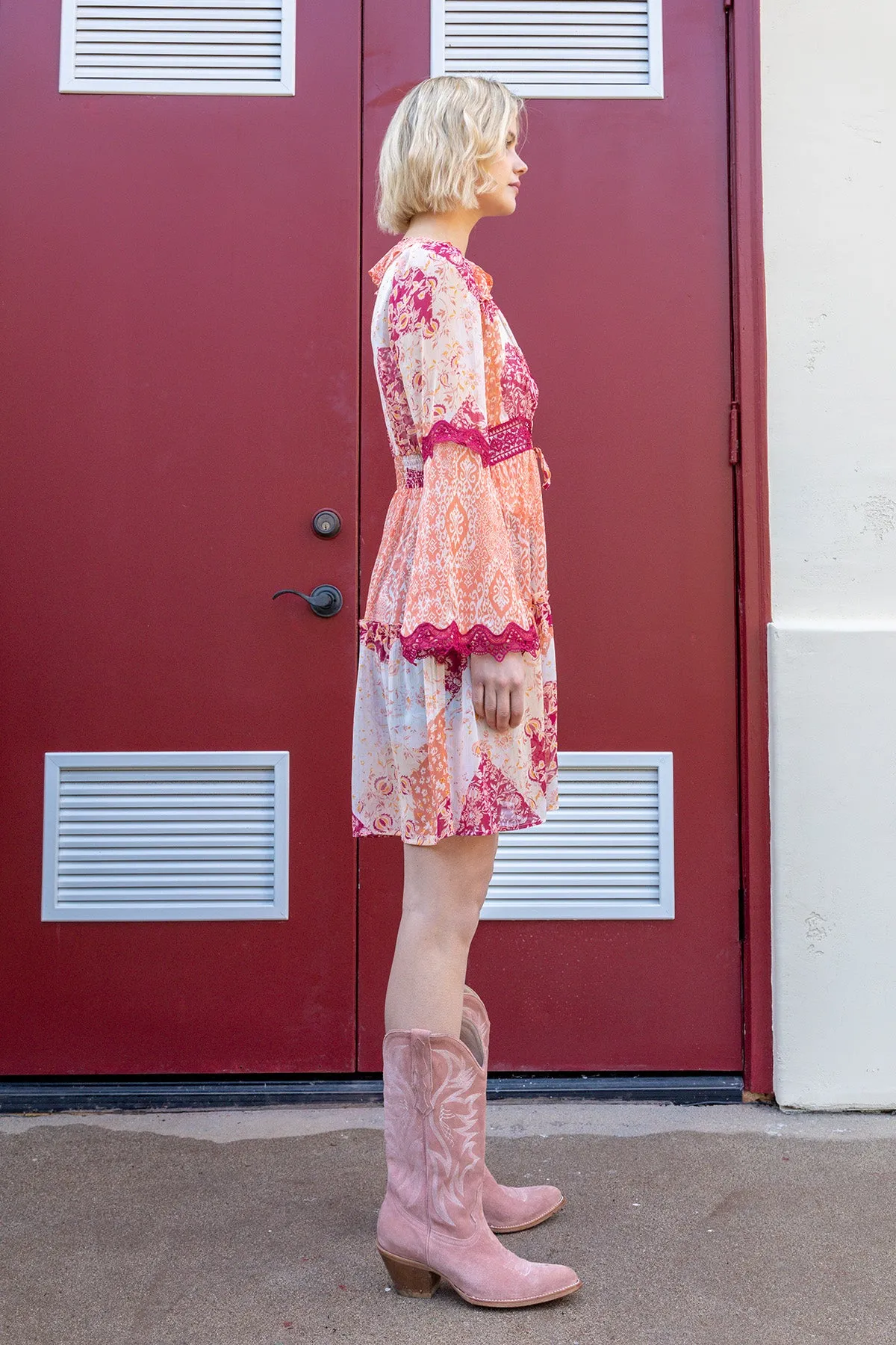 Mixed Printed Lace Kimono