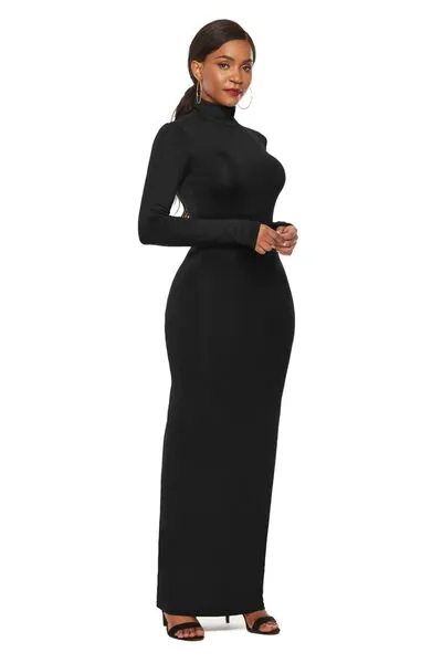Mock Neck Long Sleeve Dress