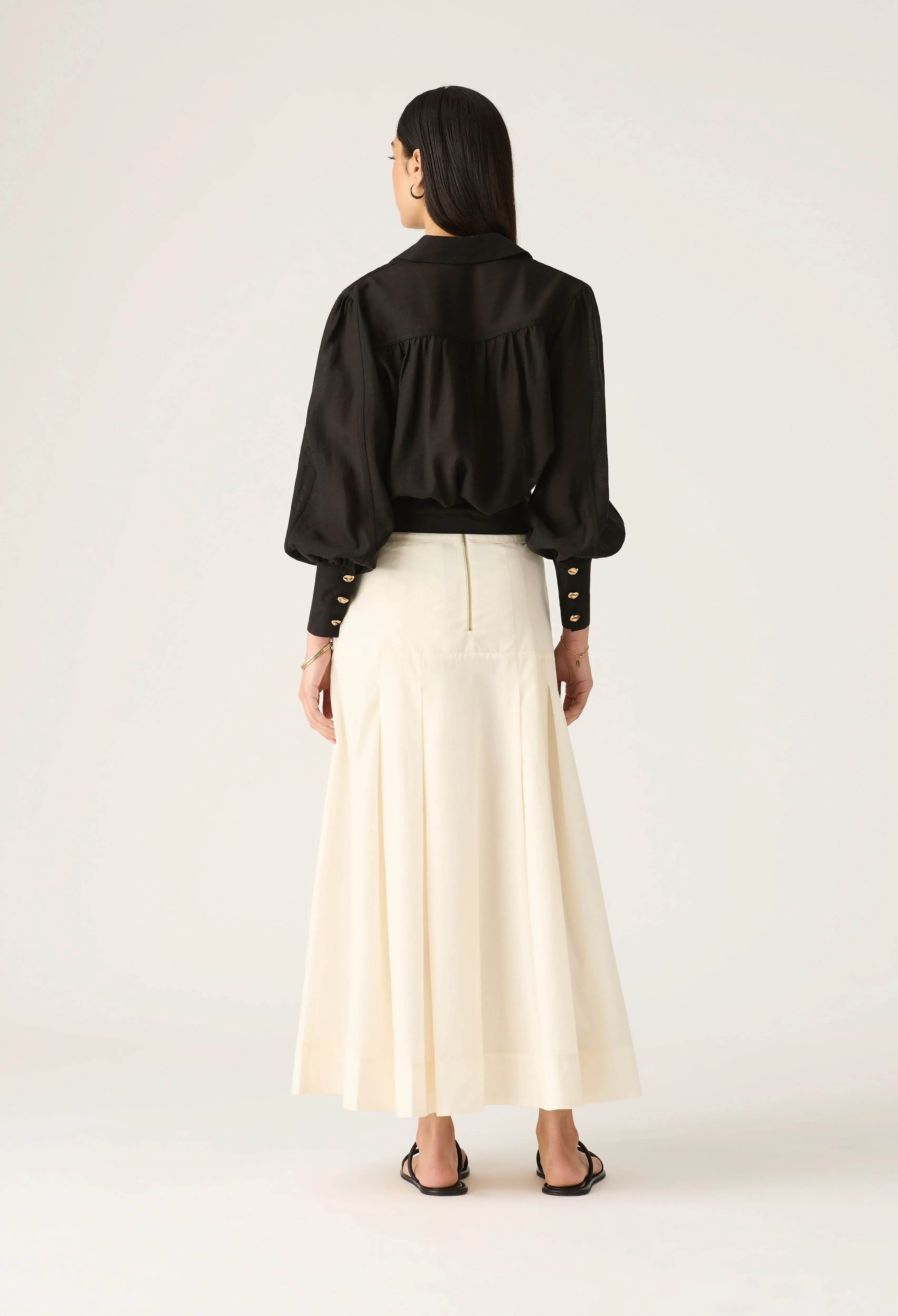 Mos the Label - Lis Embroidery Midi Skirt - Ivory
