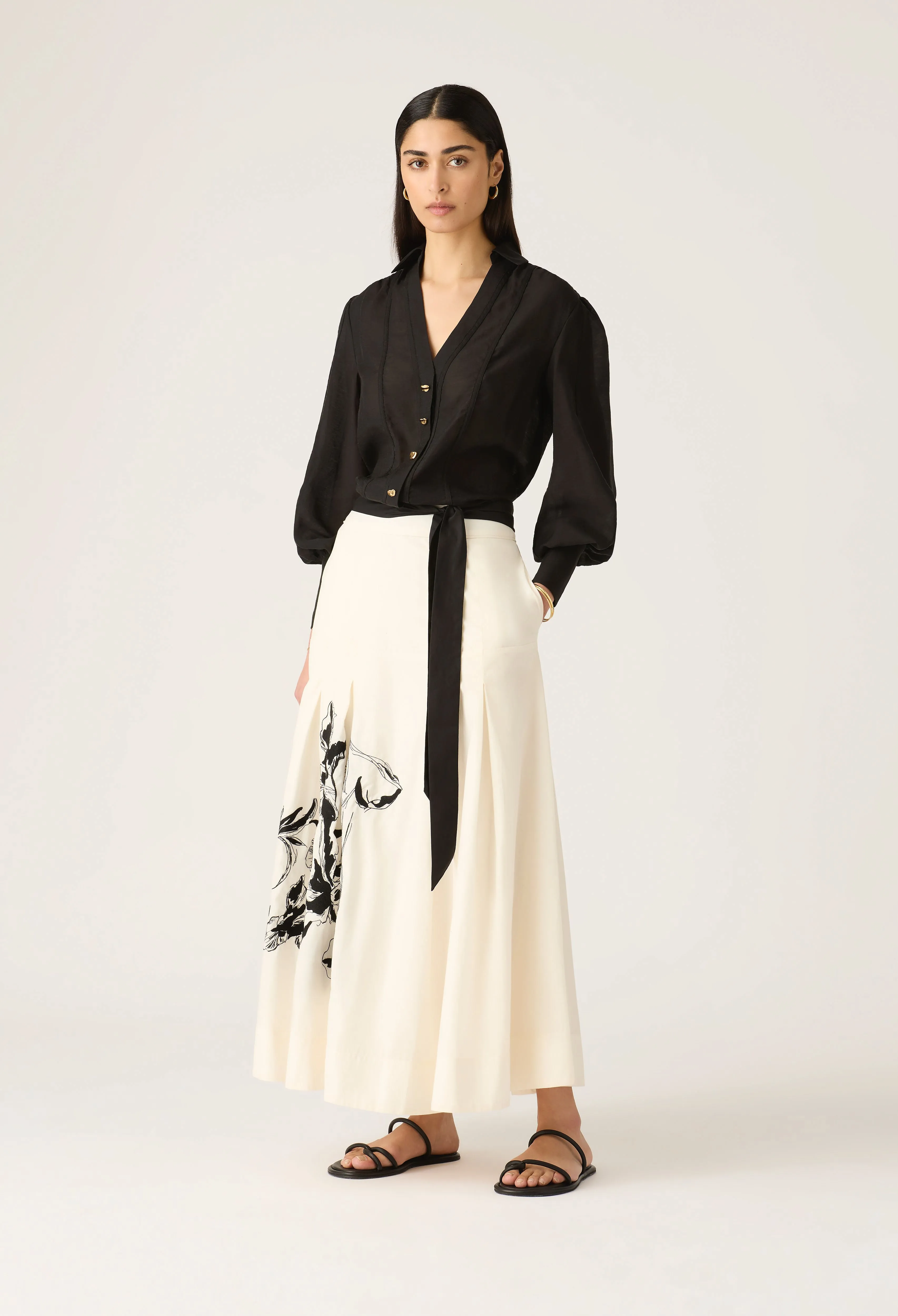 Mos the Label - Lis Embroidery Midi Skirt - Ivory