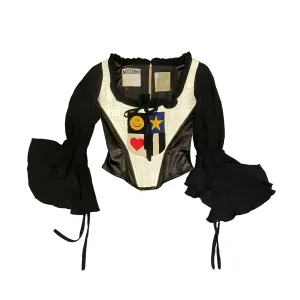 Moschino Black Print Ruffled Corset