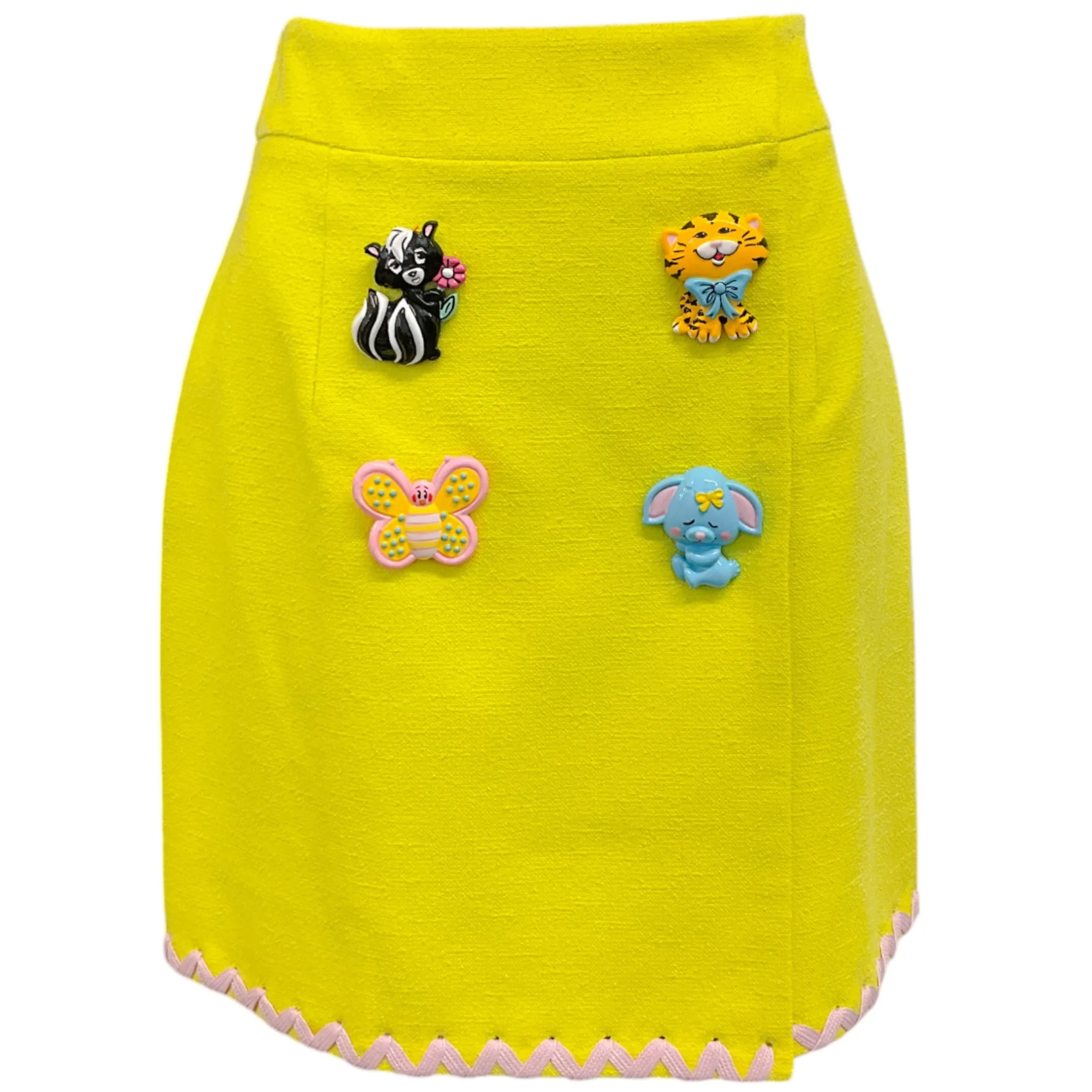 Moschino Couture Lime / Lavender Animals Skirt