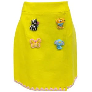 Moschino Couture Lime / Lavender Animals Skirt