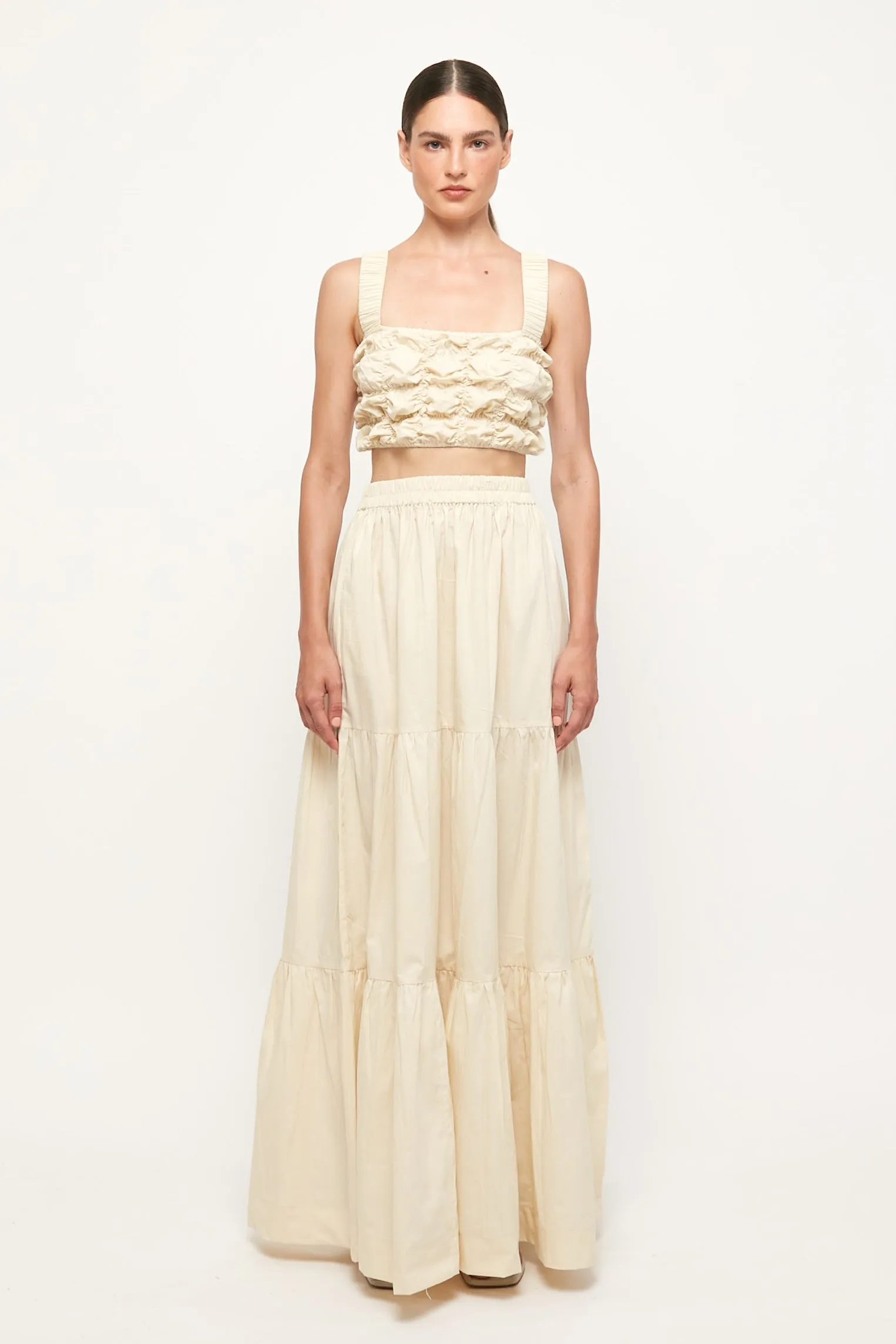 Mottled Crop | Tiered Maxi Skirt