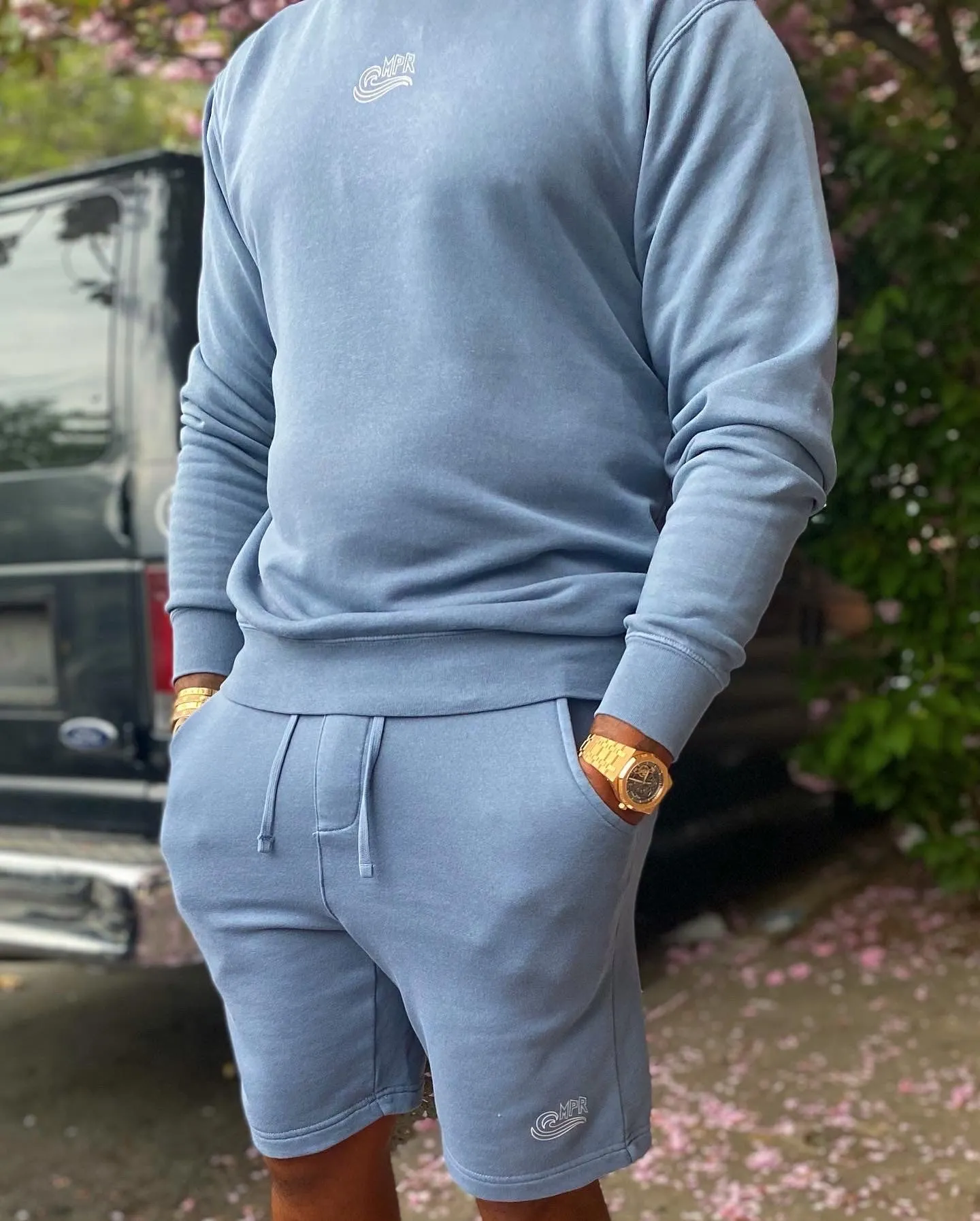 MPR CLOTHING 3M SWEATSUIT SHORTS SET NAVY