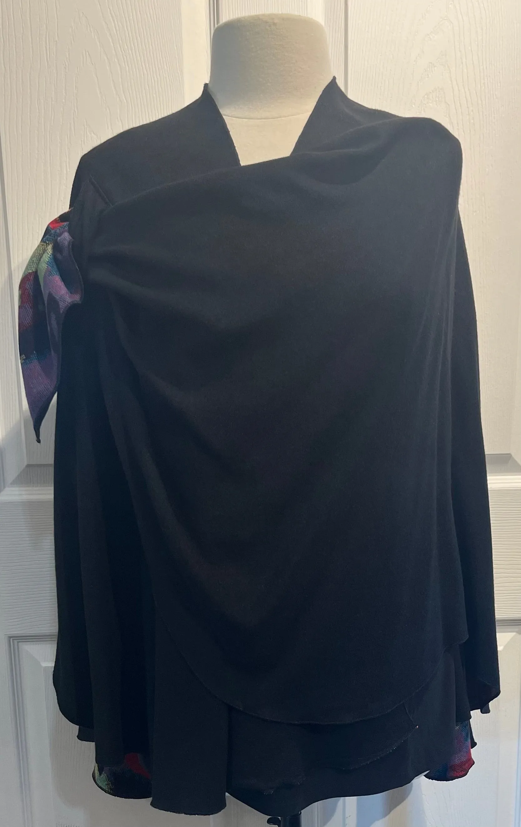 Multi Color Reverses to Black Cashmere Shawl