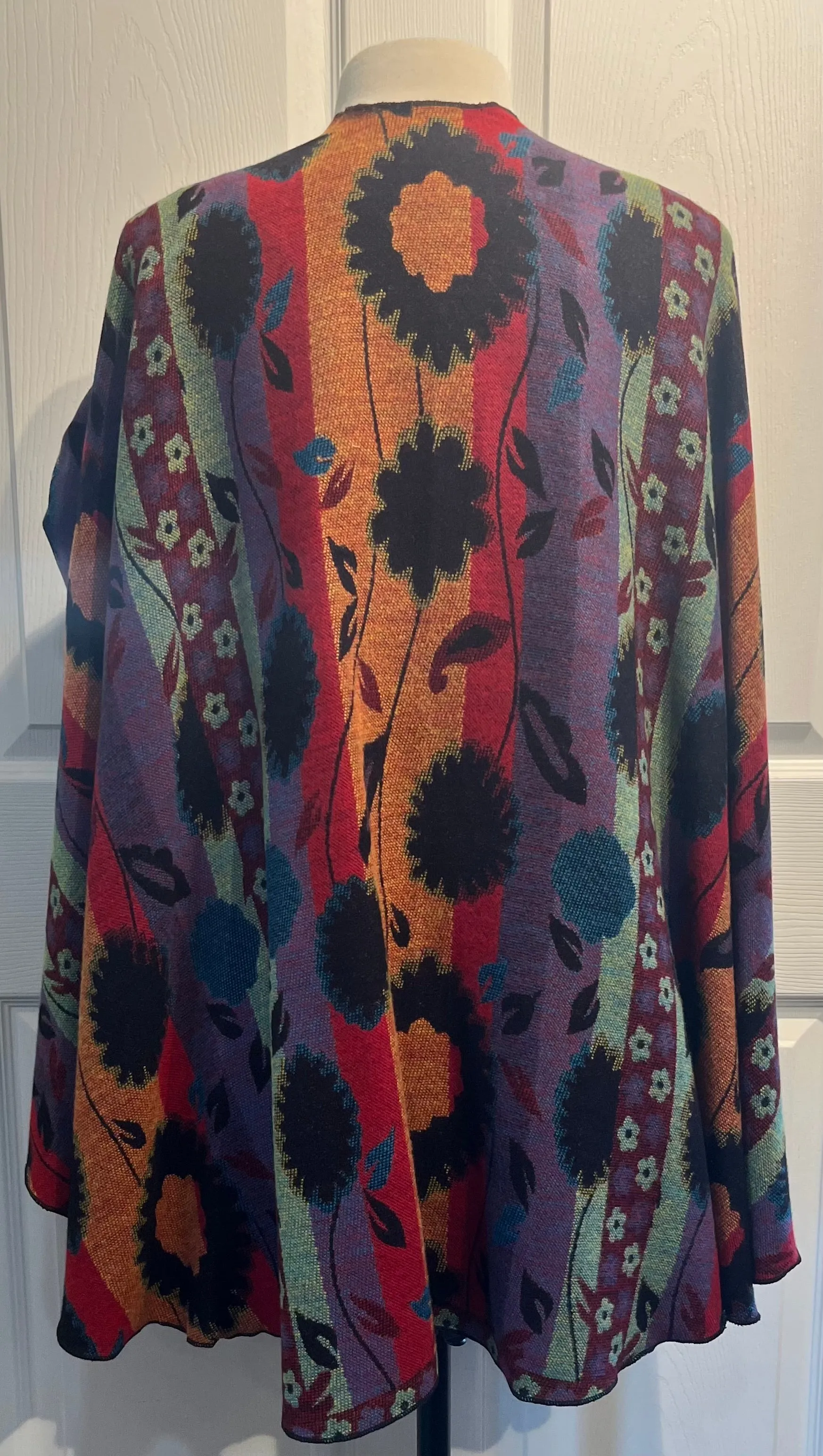 Multi Color Reverses to Black Cashmere Shawl