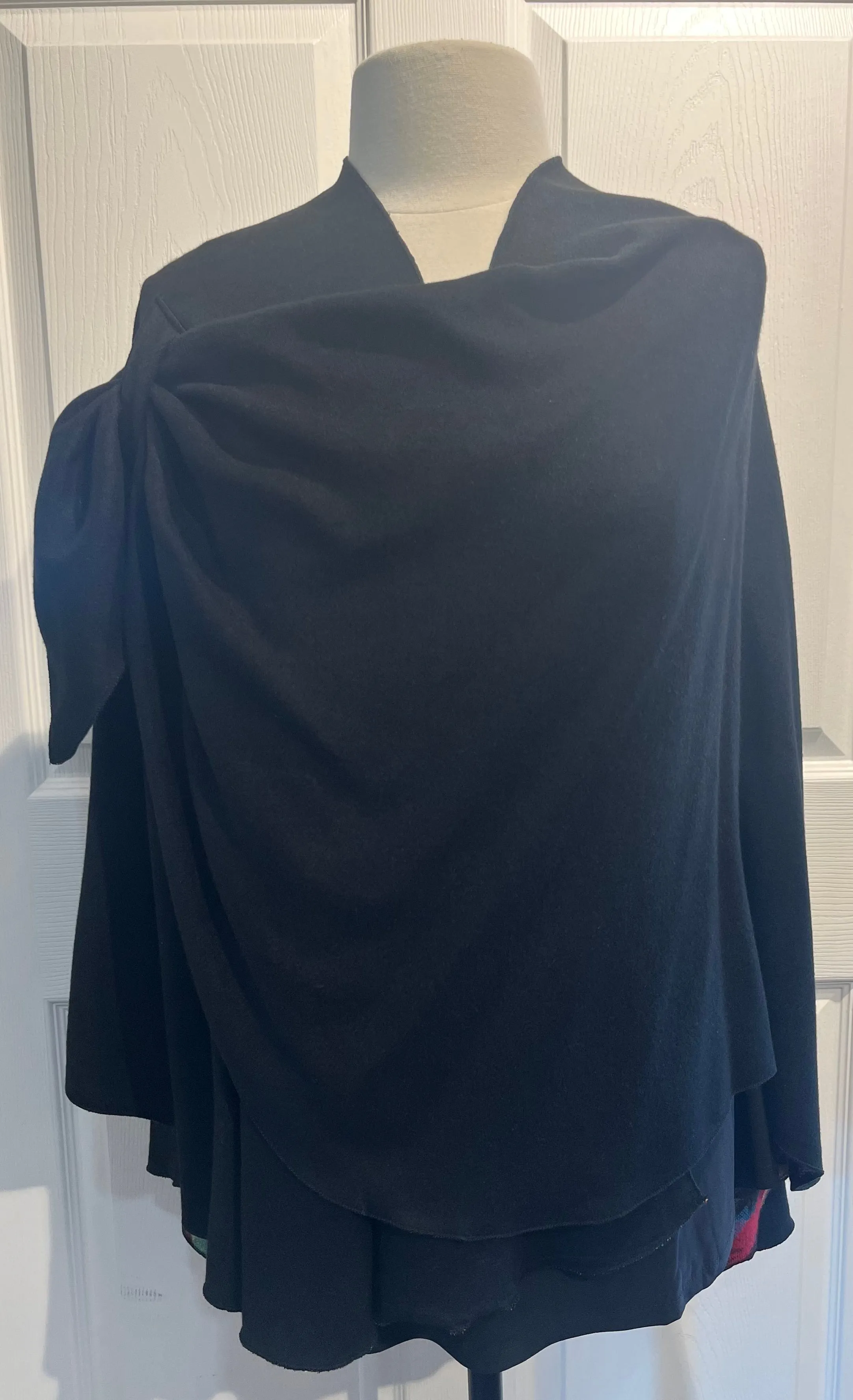 Multi Color Reverses to Black Cashmere Shawl