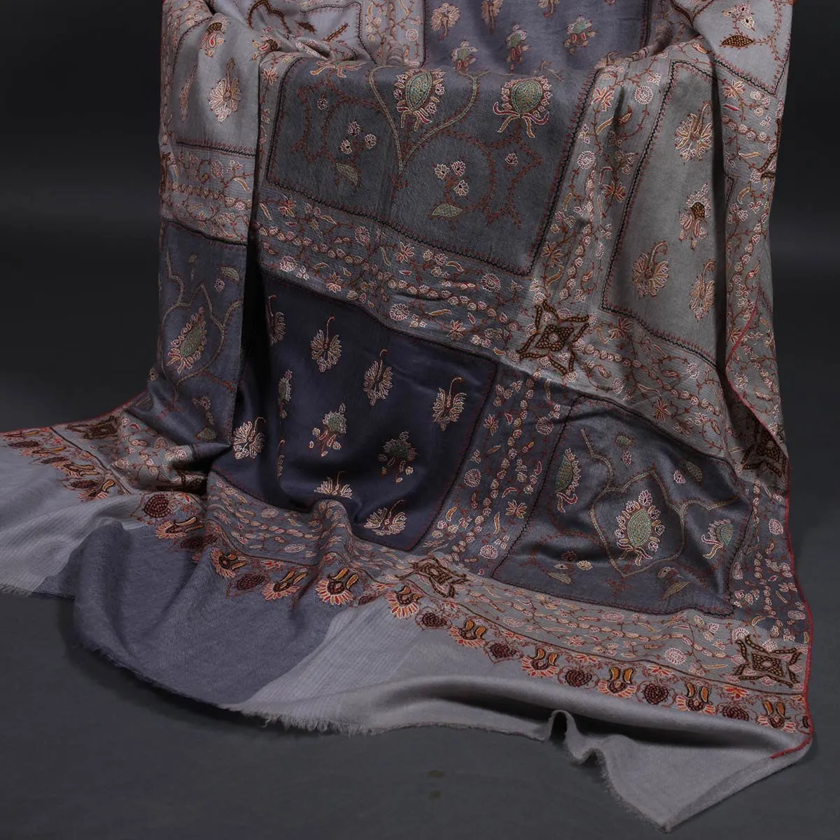 Multi Shade Sozni Embroidered Pashmina Shawl